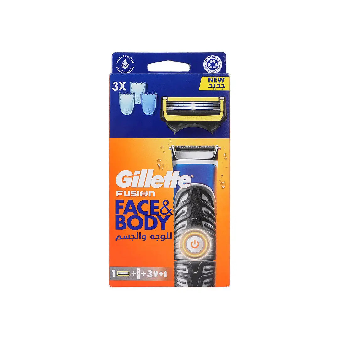 58671-Gillette Fusion Face & Body Razor 1 Handle + 3 Refills 