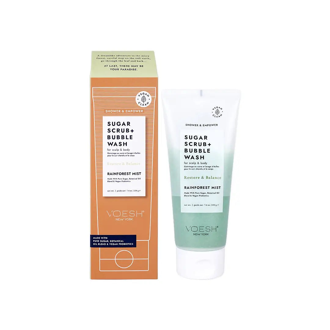 58734-Voesh Sugar Scrub + Bubble Wash 210g – Rainforest Mist 