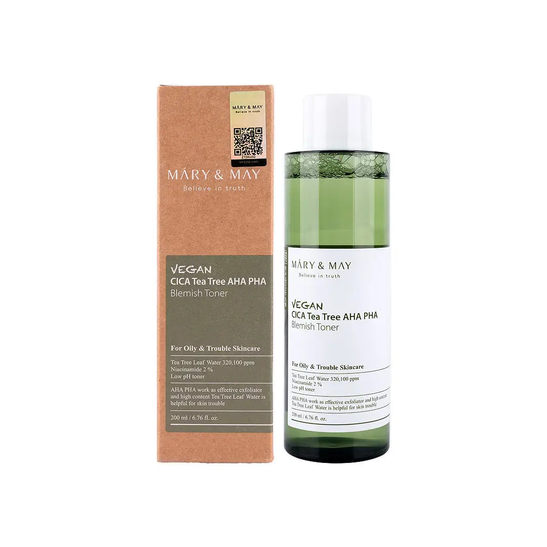 58893-Mary & May Vegan Cica Tea Tree AHA PHA Blemish Toner 200mL +4