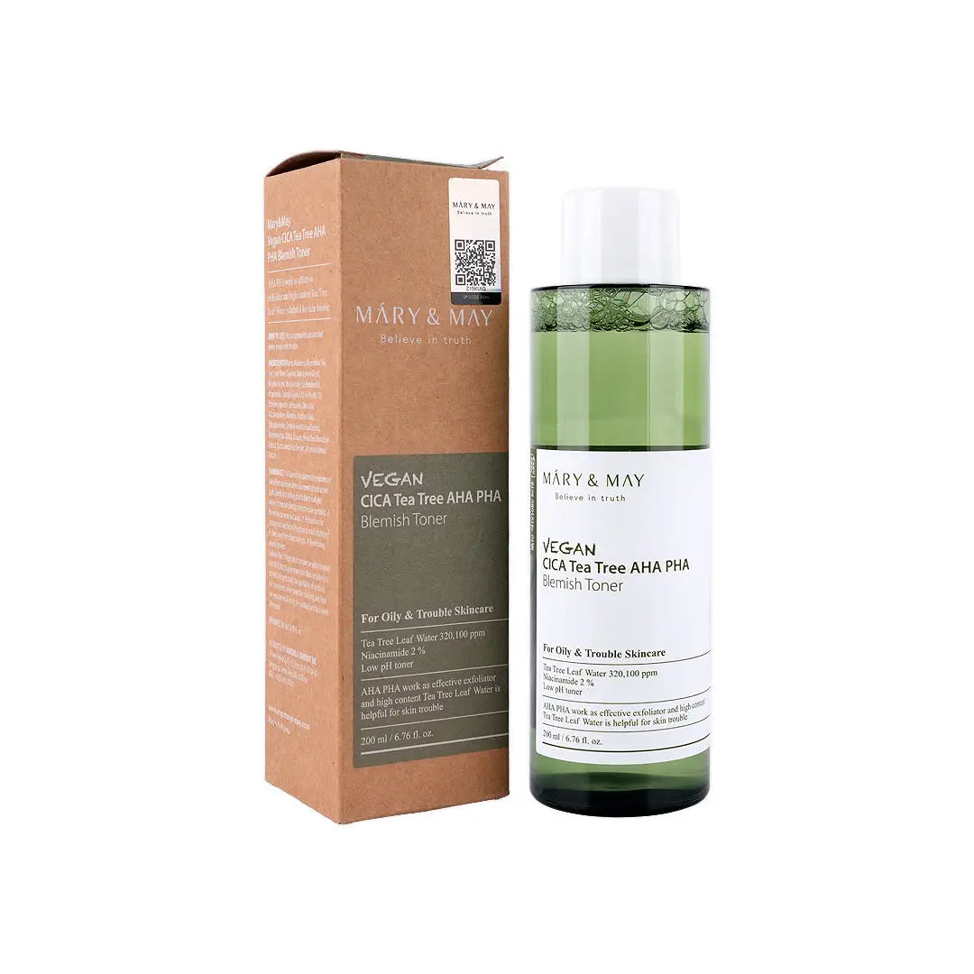 58893-Mary & May Vegan Cica Tea Tree AHA PHA Blemish Toner 200mL +3