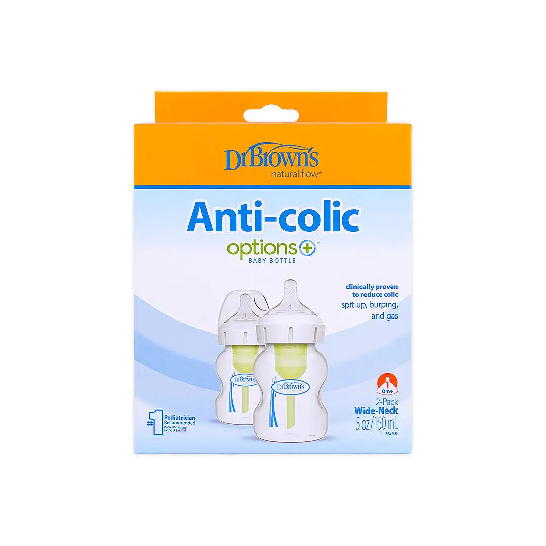 58916-Dr Browns Anti-Colic Wild-Neck Baby Bottle(0m+) 2x150mL-8171 +4