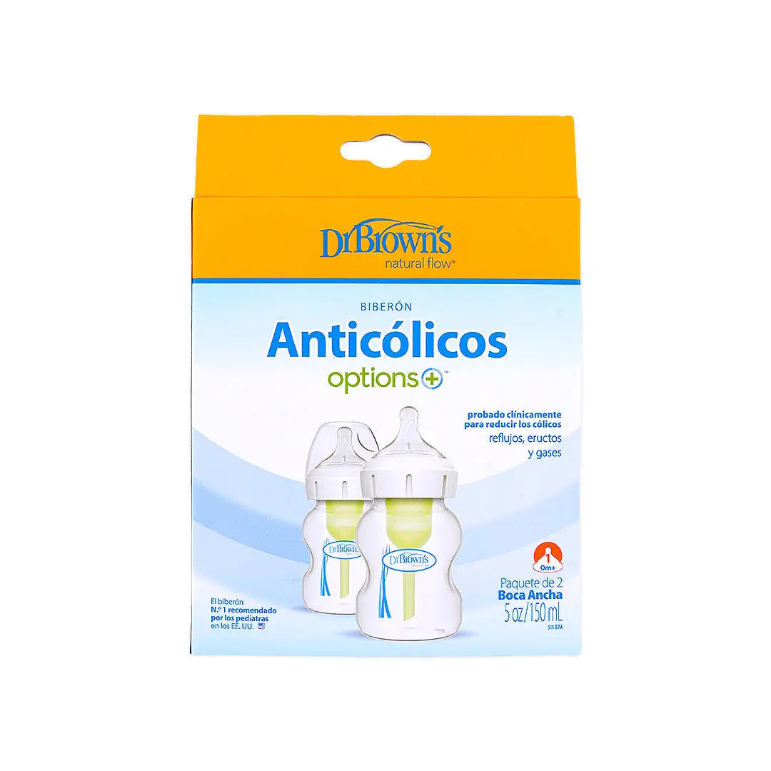 58916-Dr Browns Anti-Colic Wild-Neck Baby Bottle(0m+) 2x150mL-8171 +5