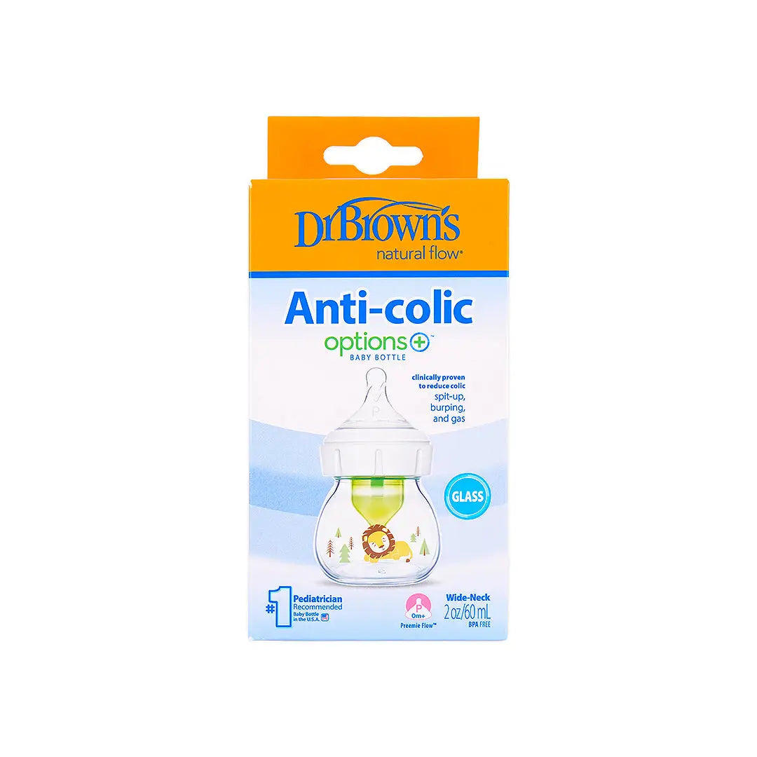Dr Browns Anti-Colic Wild-Neck Glass Bottle(0m+ P) 60mL-0808