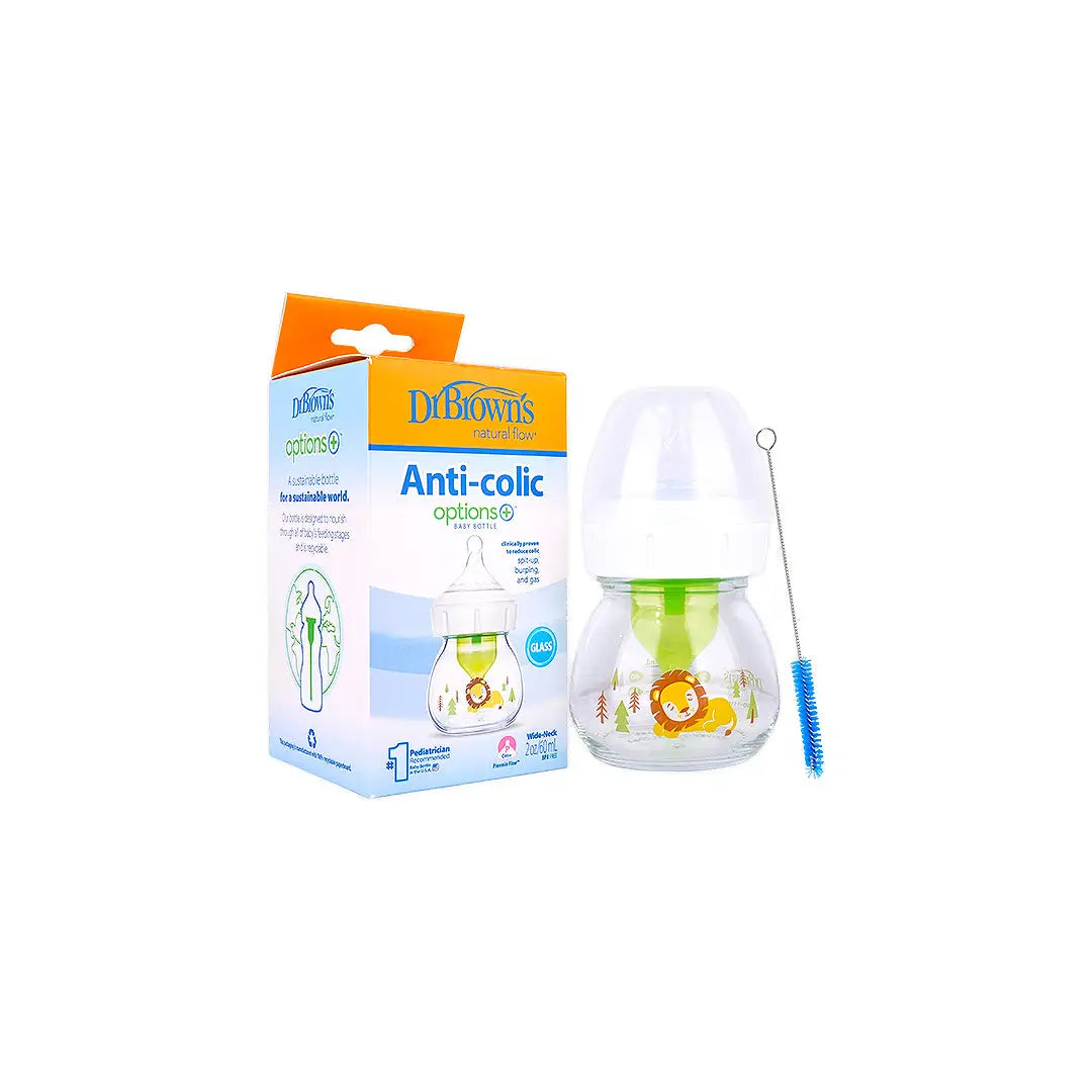 Dr Browns Anti-Colic Wild-Neck Glass Bottle(0m+ P) 60mL-0808