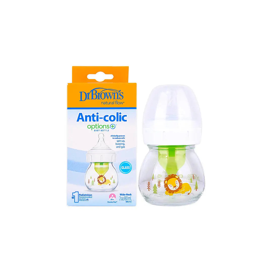 Dr Browns Anti-Colic Wild-Neck Glass Bottle(0m+ P) 60mL-0808