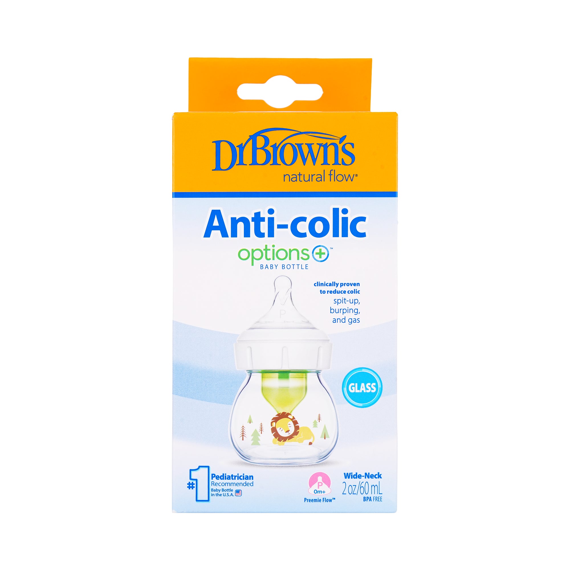 58918-Dr Browns Anti-Colic Wild-Neck Glass Bottle(0m+ P) 60mL-0808 +2
