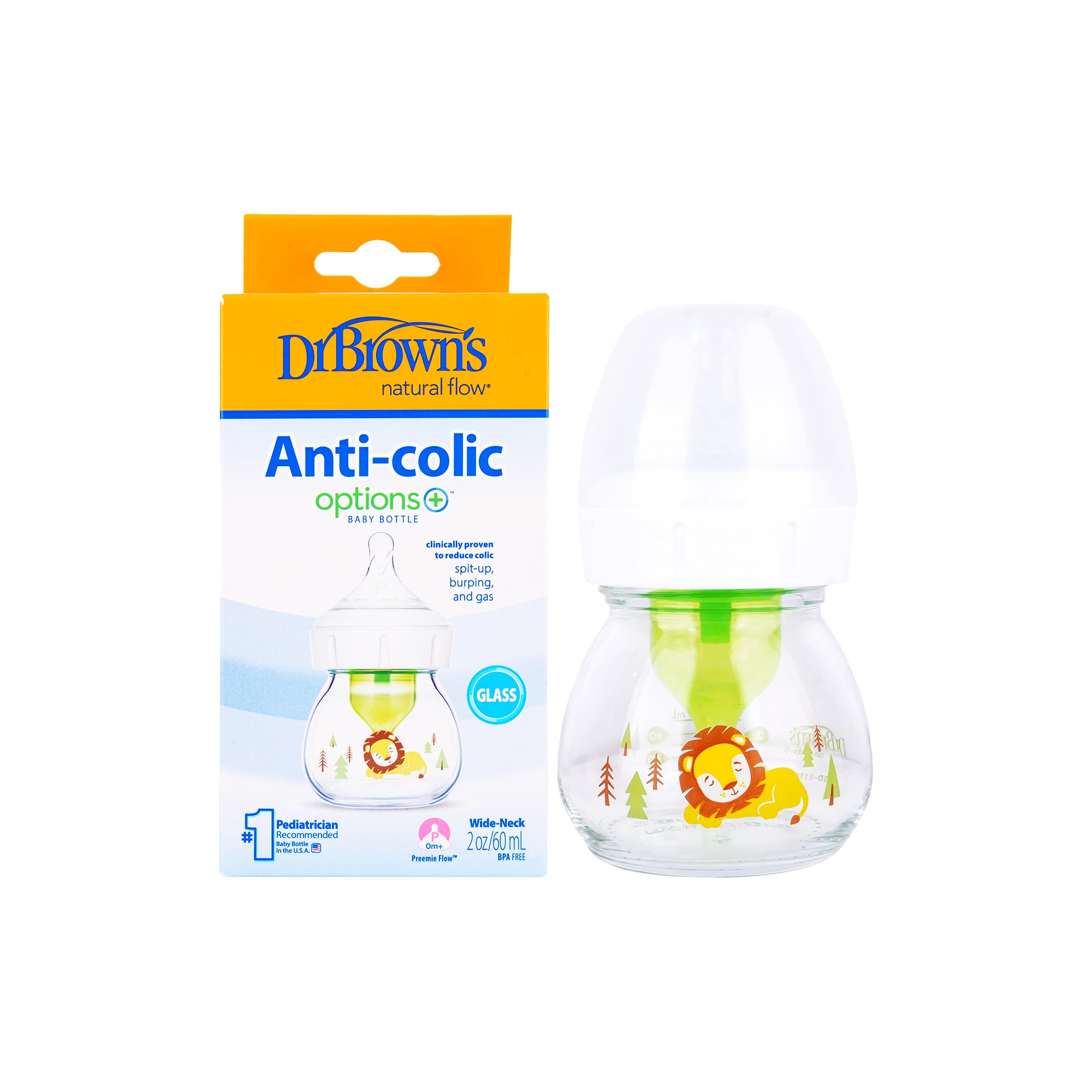 58918-Dr Browns Anti-Colic Wild-Neck Glass Bottle(0m+ P) 60mL-0808