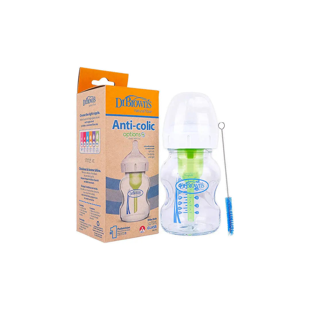 Dr Browns Anti-Colic Wild-Neck Glass Bottle(0m+) 150mL-7082