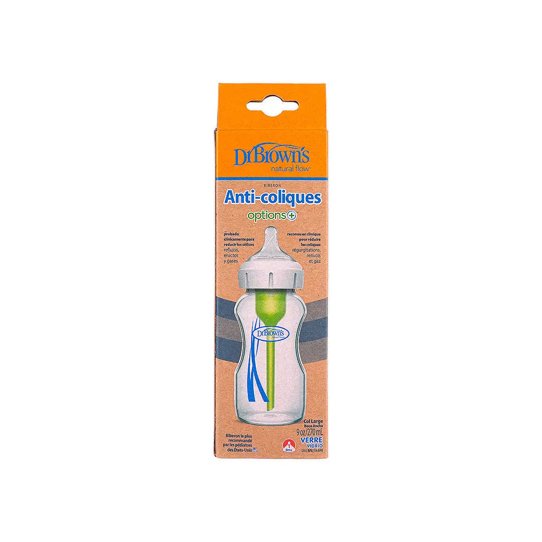 Dr Browns Anti-Colic Wild-Neck Glass Bottle(0m+) 270mL-7105