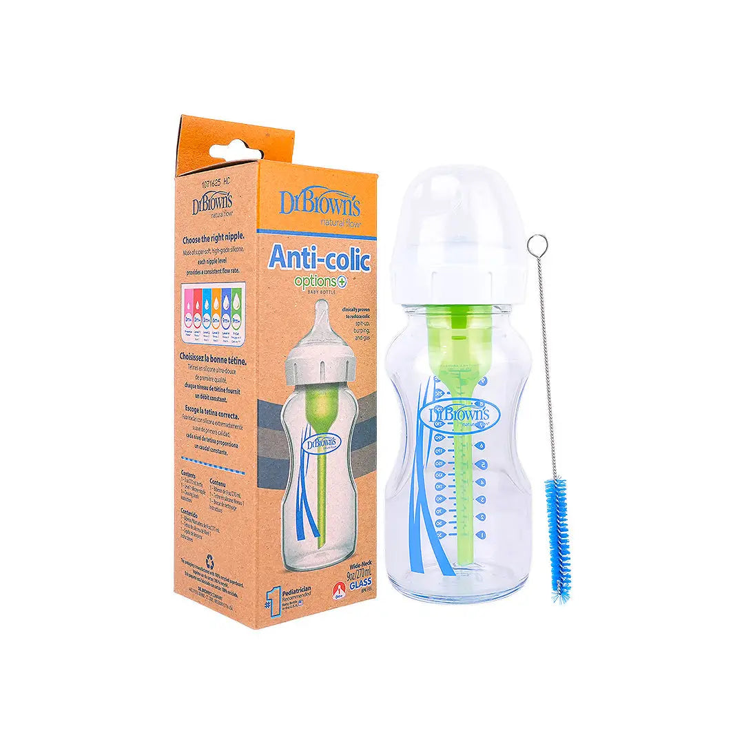 Dr Browns Anti-Colic Wild-Neck Glass Bottle(0m+) 270mL-7105
