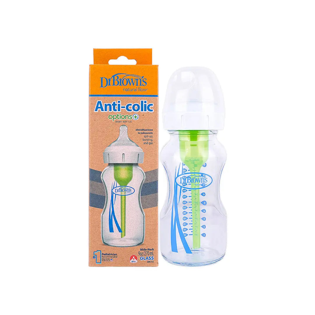 Dr Browns Anti-Colic Wild-Neck Glass Bottle(0m+) 270mL-7105