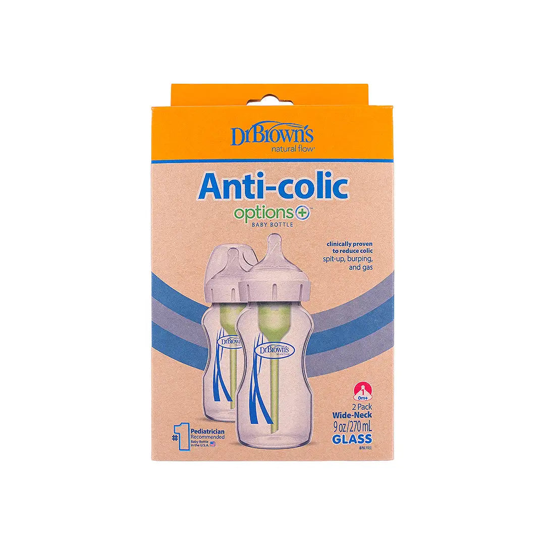 Dr Browns Anti-Colic Wild-Neck Glass Bottle(0m+)2x270mL-7112