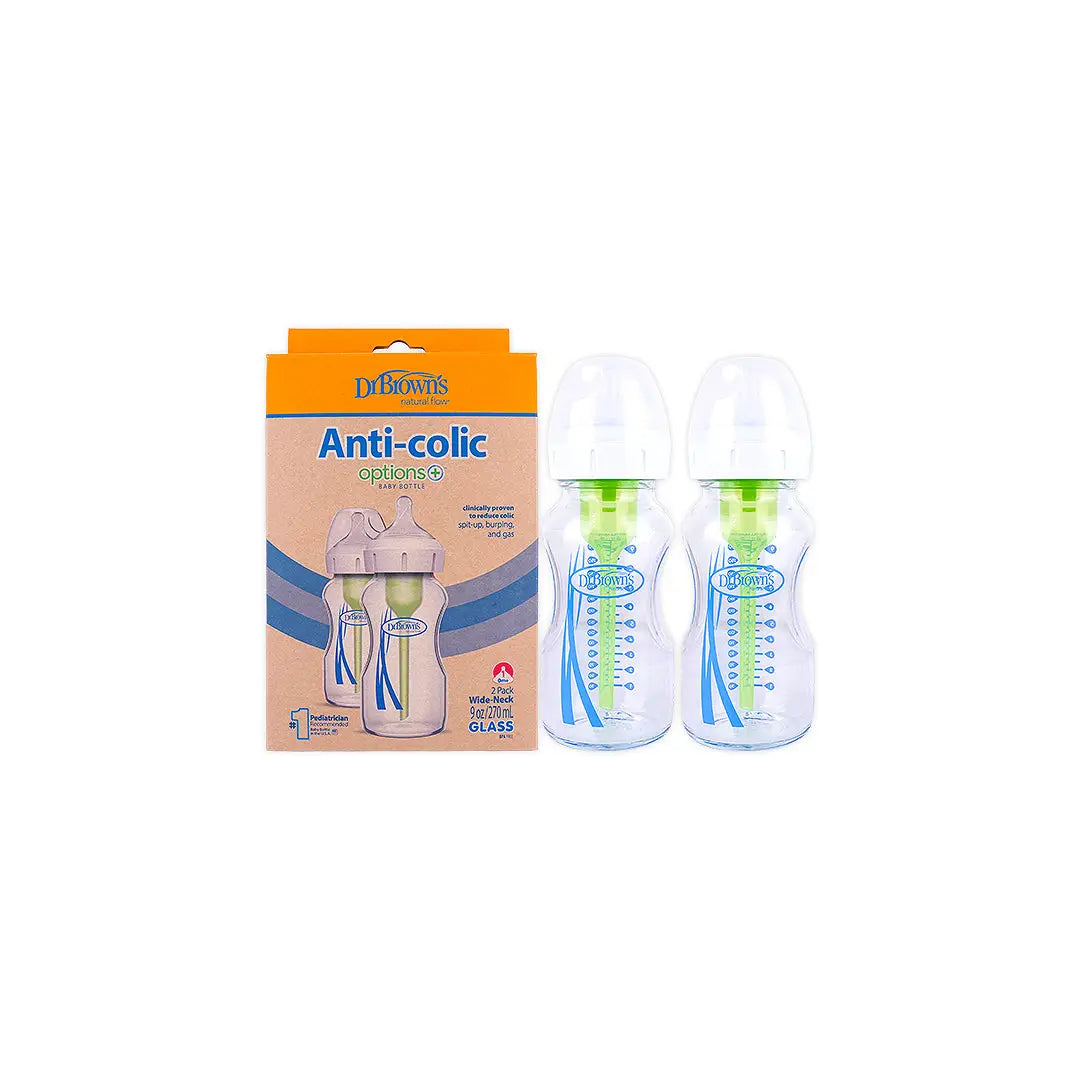 Dr Browns Anti-Colic Wild-Neck Glass Bottle(0m+)2x270mL-7112