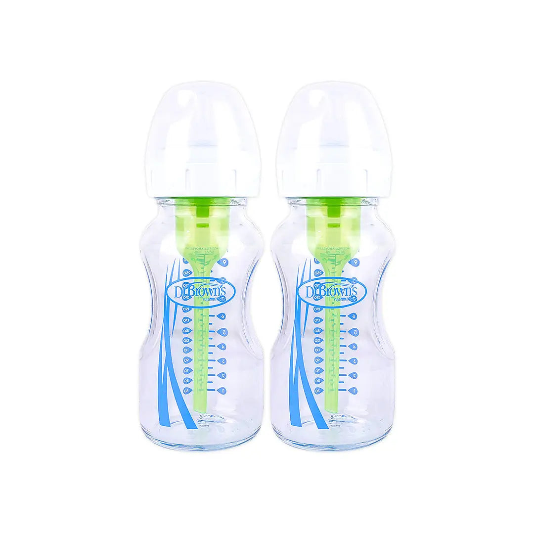 Dr Browns Anti-Colic Wild-Neck Glass Bottle(0m+)2x270mL-7112