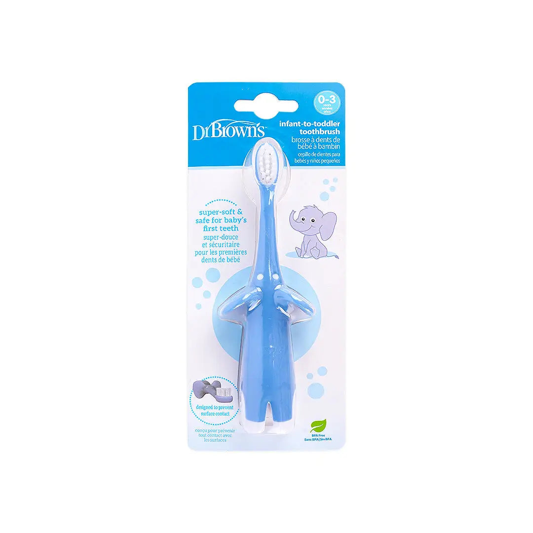 Dr Browns Infant-To-Toddler Elephant Toothbrush 0-3Year-Blue