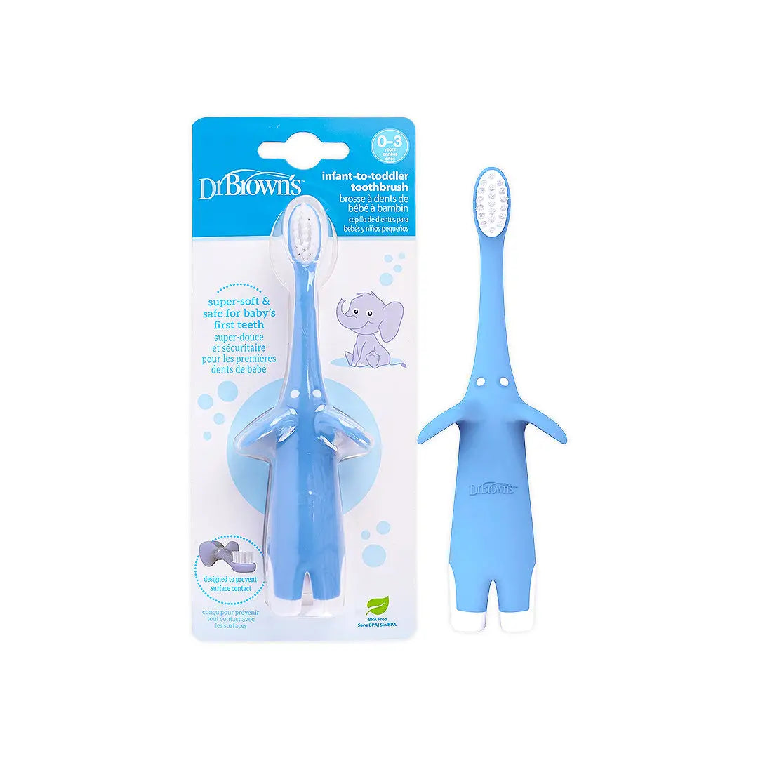 Dr Browns Infant-To-Toddler Elephant Toothbrush 0-3Year-Blue