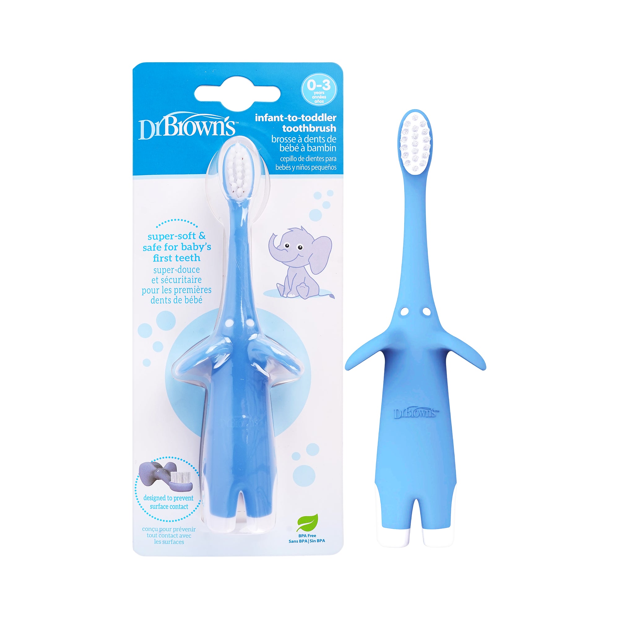 58935-Dr Browns Infant-To-Toddler Elephant Toothbrush 0-3Year-Blue