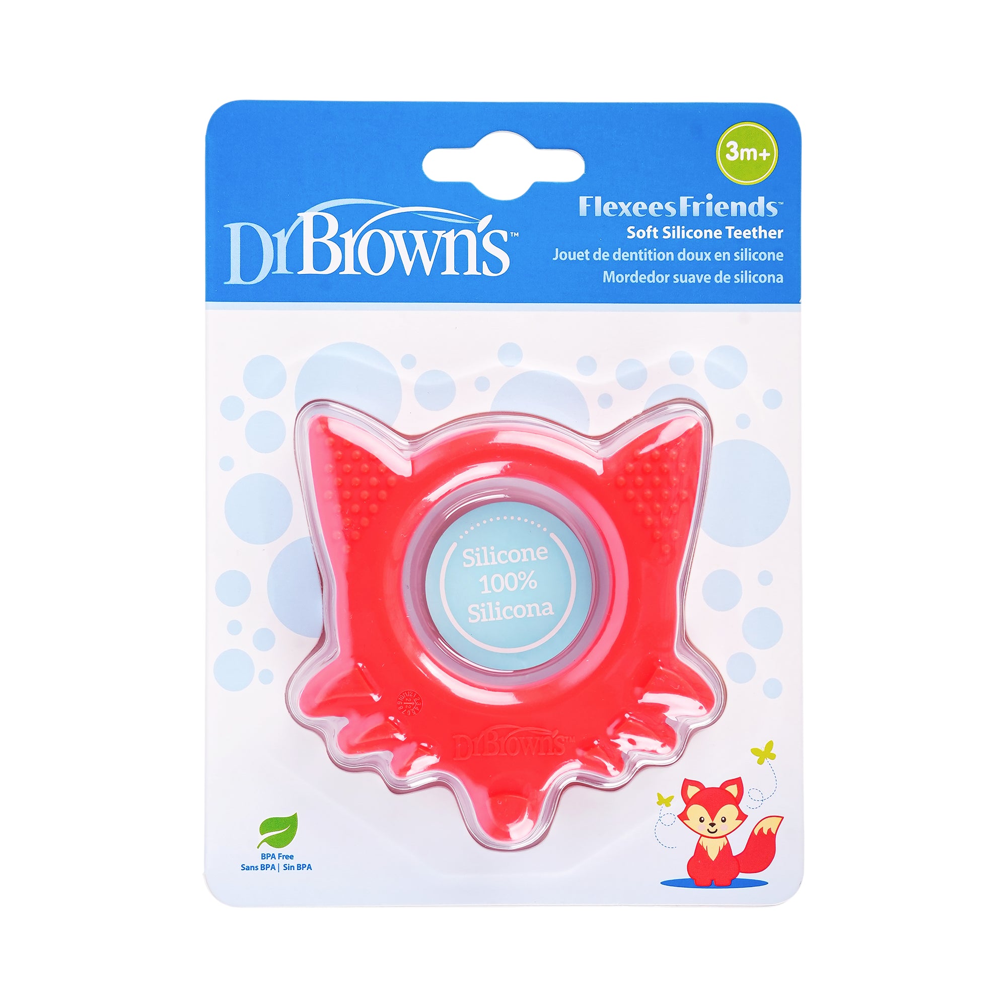 58939-Dr Browns Flexes Friends Soft Silicone Fox Teether 3m+ - Red +2