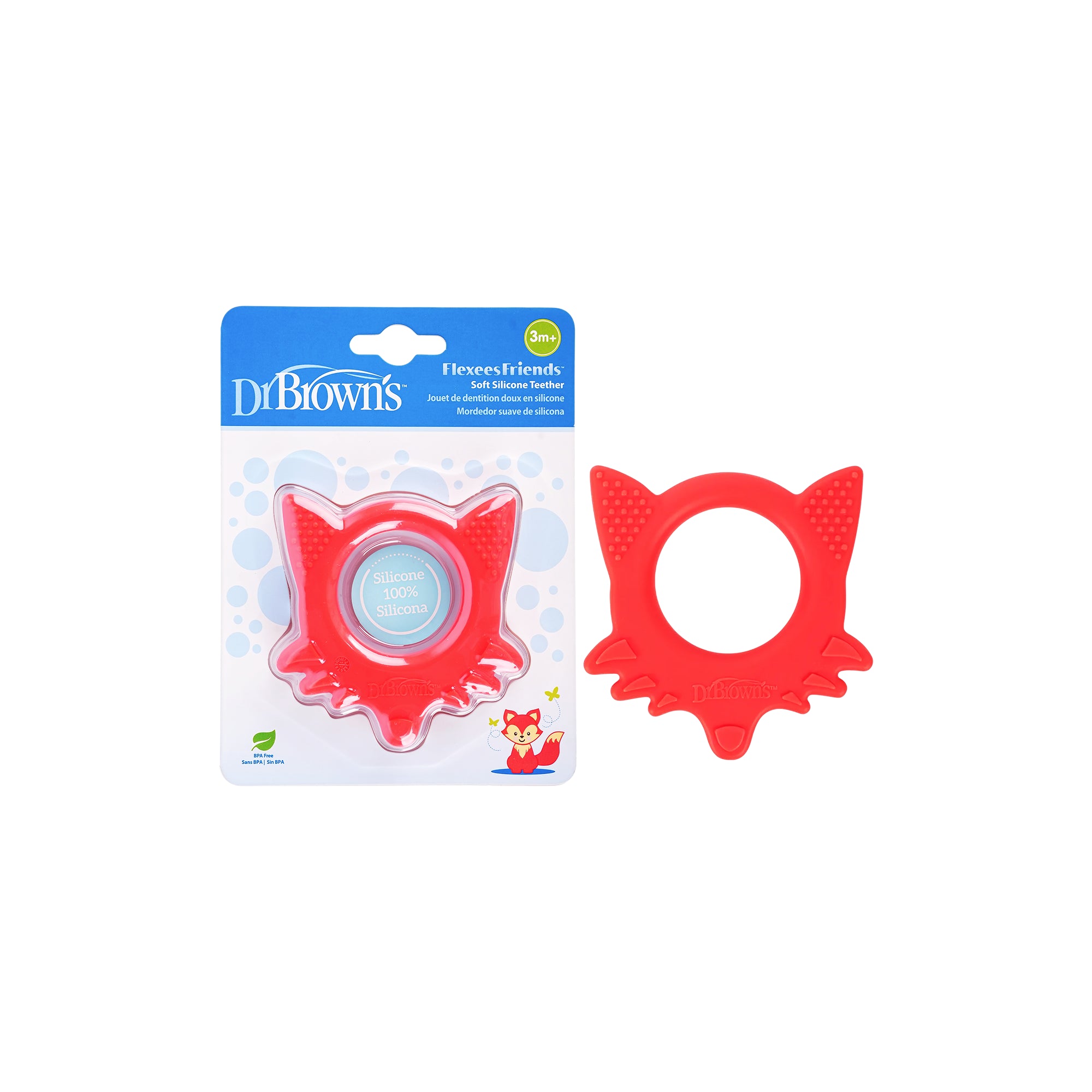 58939-Dr Browns Flexes Friends Soft Silicone Fox Teether 3m+ - Red