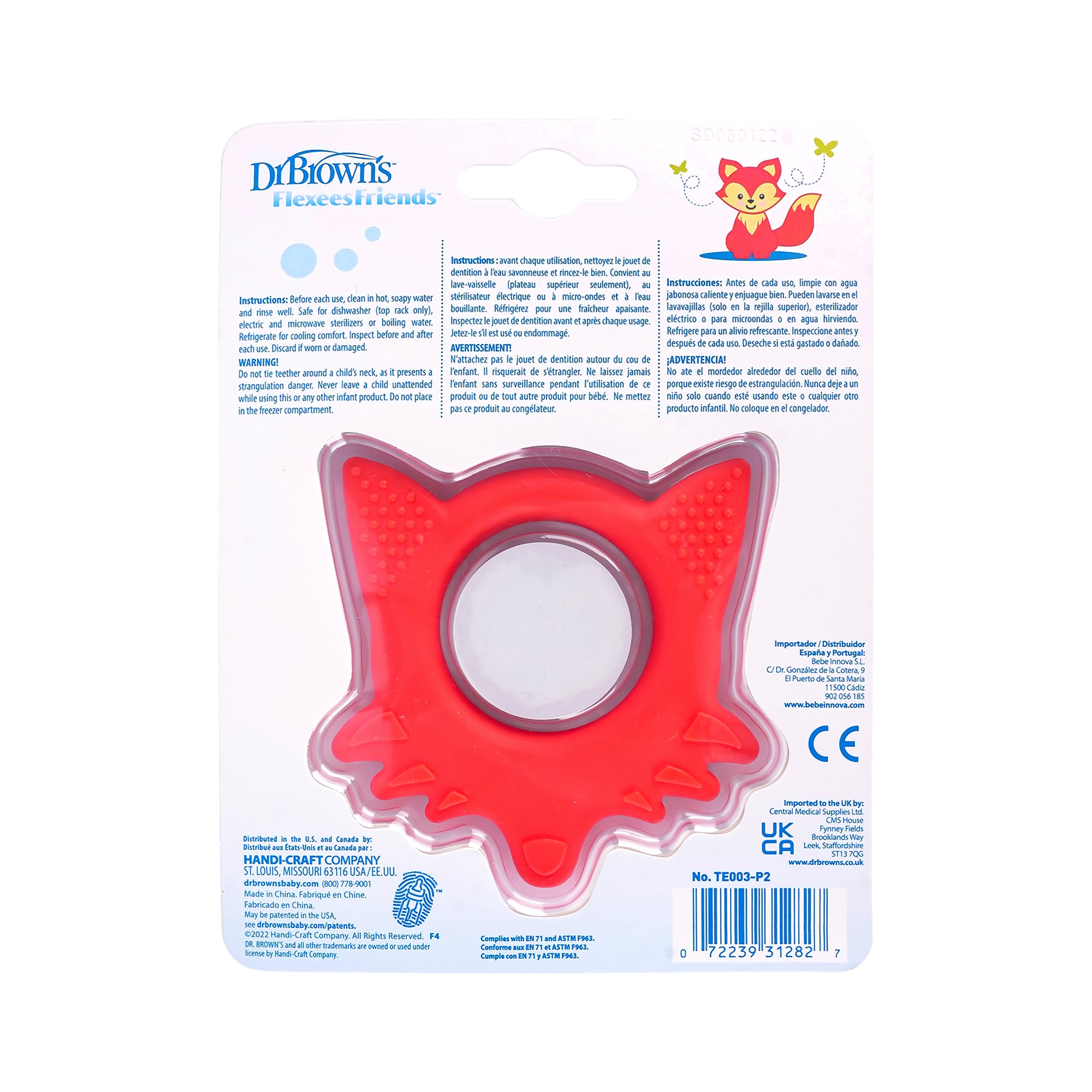 58939-Dr Browns Flexes Friends Soft Silicone Fox Teether 3m+ - Red +3