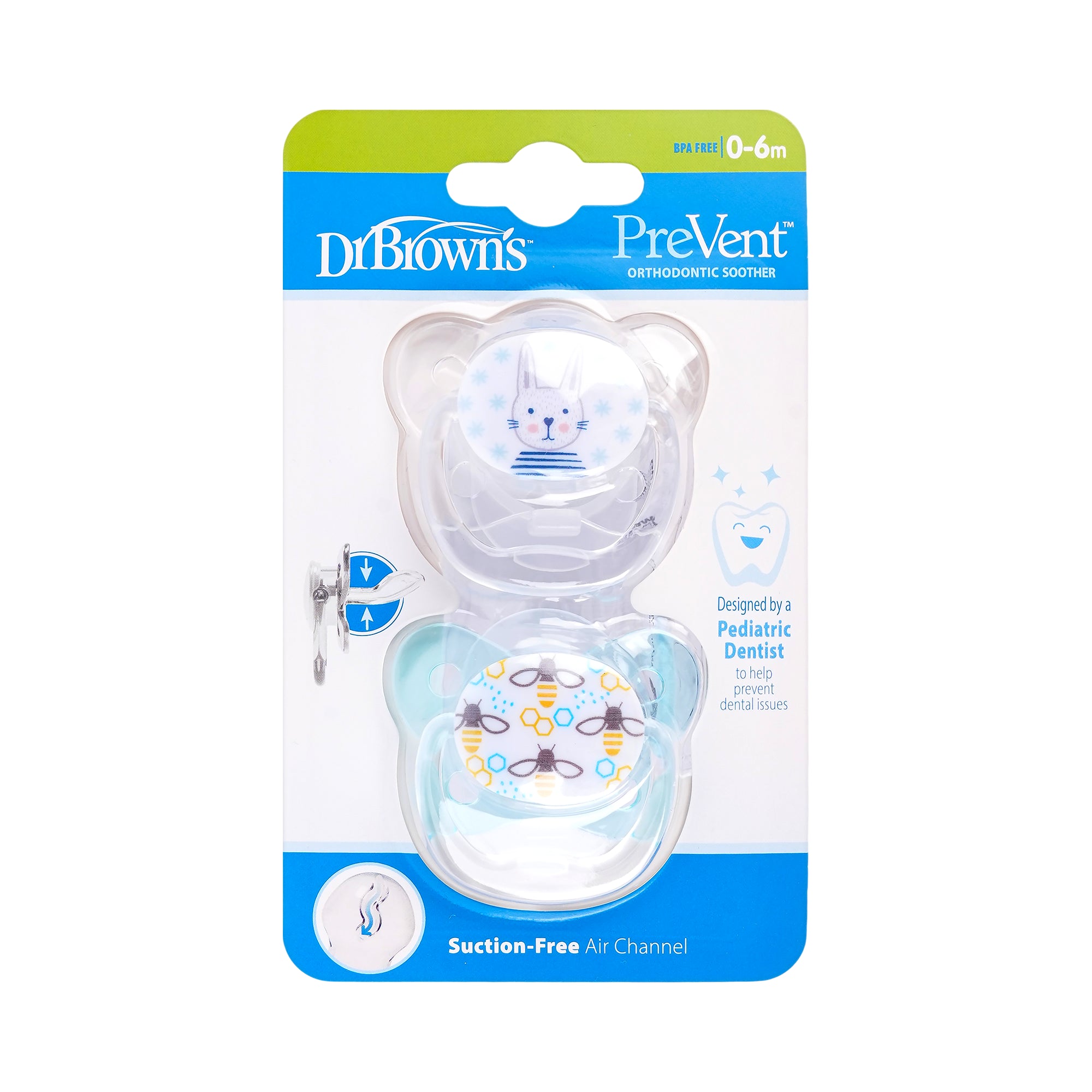 58941-Dr Browns PreVent Butterfly Shield Soother (0-6m) Blue-1807 +2