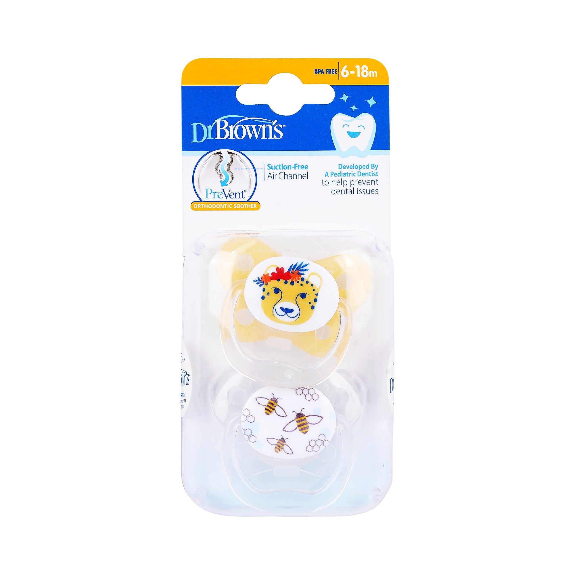 58943-Dr Browns PreVent Butterfly Shield Soother(6-18m)Yellow-1869 +2