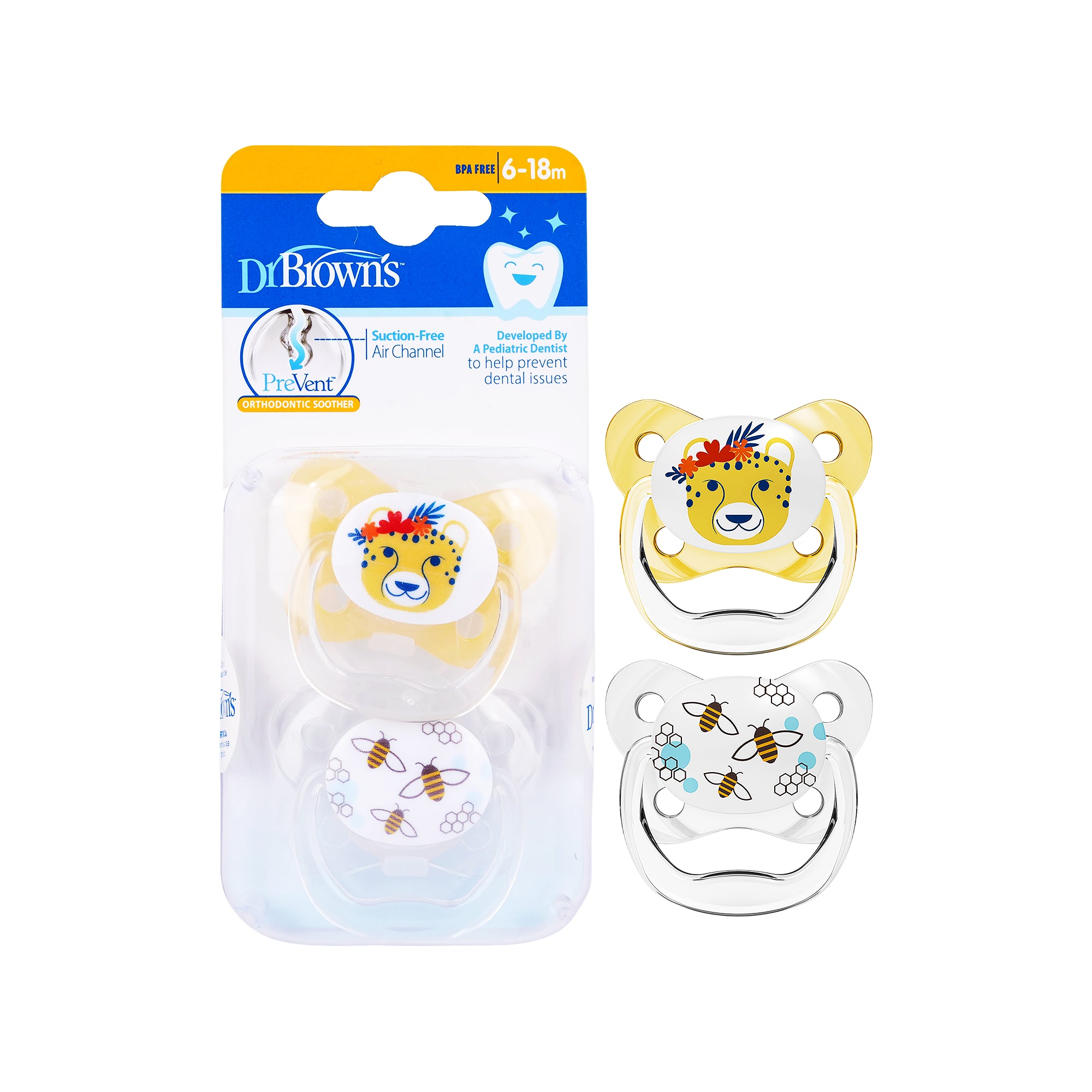 58943-Dr Browns PreVent Butterfly Shield Soother(6-18m)Yellow-1869