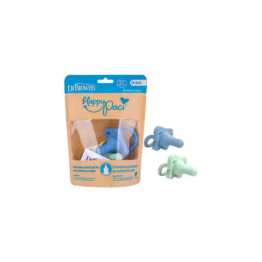 58945-Dr Browns HappyPaci Silicone Soother 0-6m 2pcs-Blue & Green
