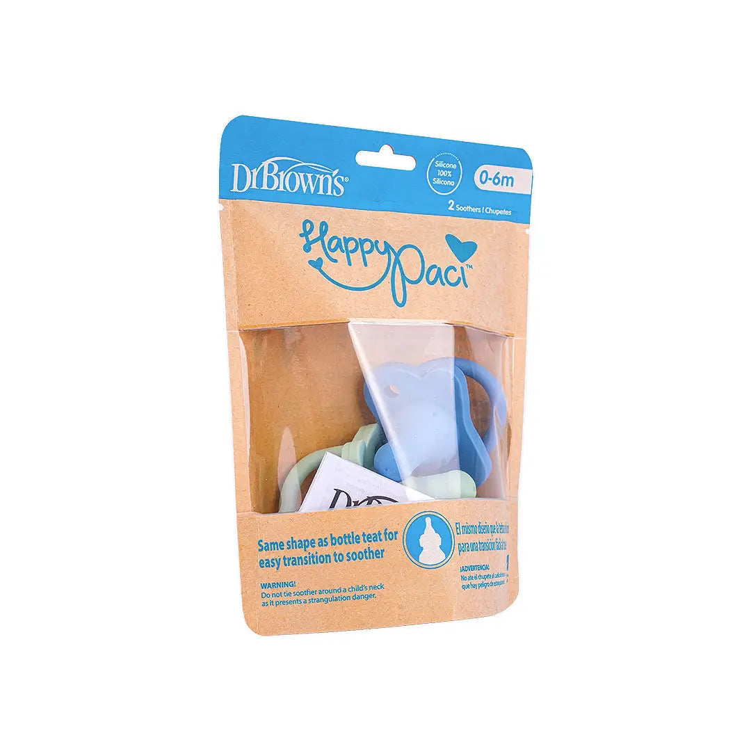 58945-Dr Browns HappyPaci Silicone Soother 0-6m 2pcs-Blue & Green +3