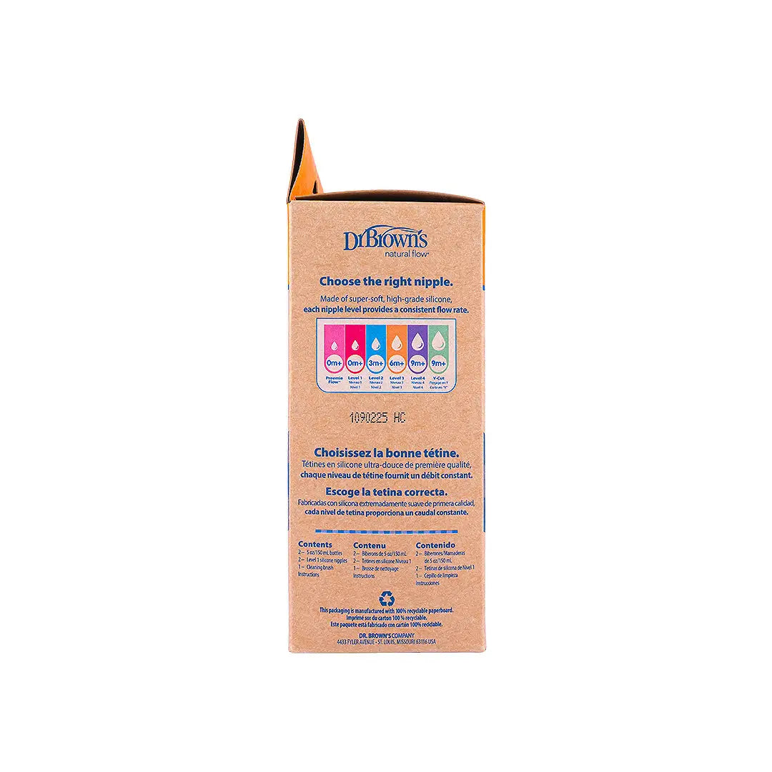 Dr Browns Anti-Colic Wild-Neck Glass Bottle(0m+)2x150mL-1709