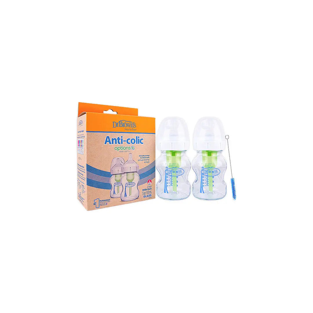 Dr Browns Anti-Colic Wild-Neck Glass Bottle(0m+)2x150mL-1709
