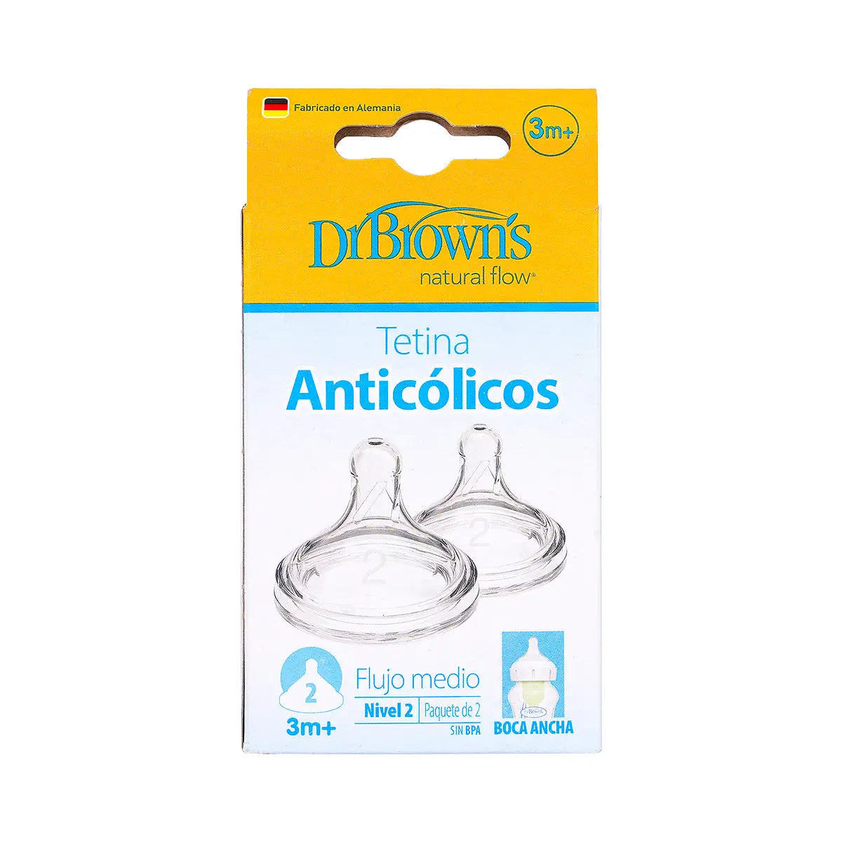 1-Dr Browns Level 2 Wide-Neck Silicone Nipples (3-6m) 2pcs