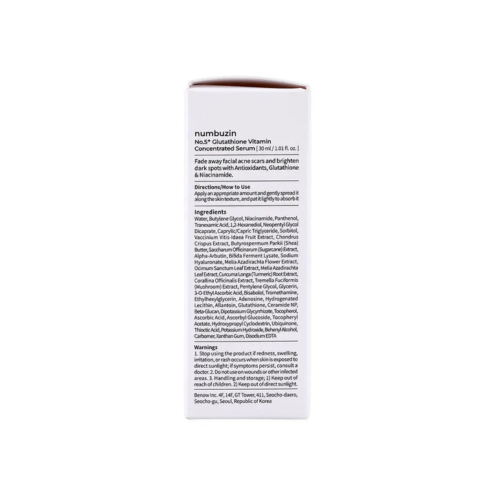 58960-Numbuzin No.5+ Glutathione Vitamin Concentrated Serum 30mL +6