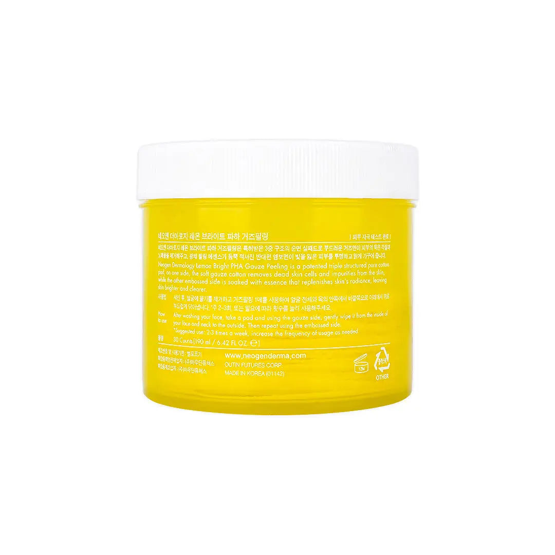 59010-Neogen Lemon Bright PHA Gauze Peeling 30 Pads +2