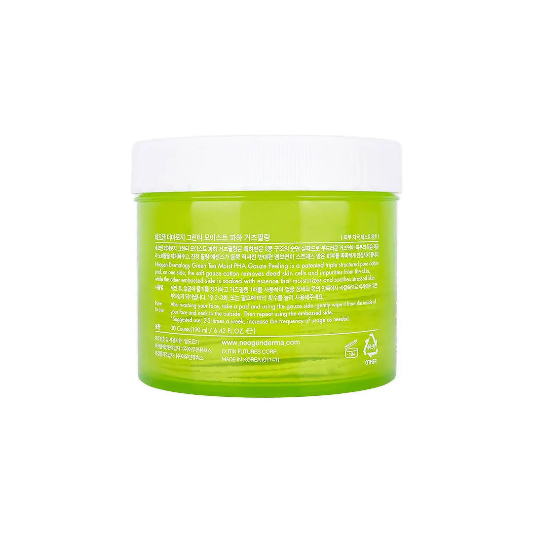 2-Neogen Green Tea Moist PHA Gauze Peeling 30 Pads +1