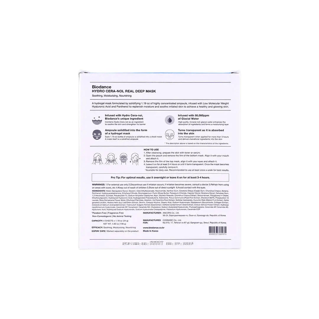 59034-Biodance Hydro Cera-Nol Real Deep Mask 1pc +3