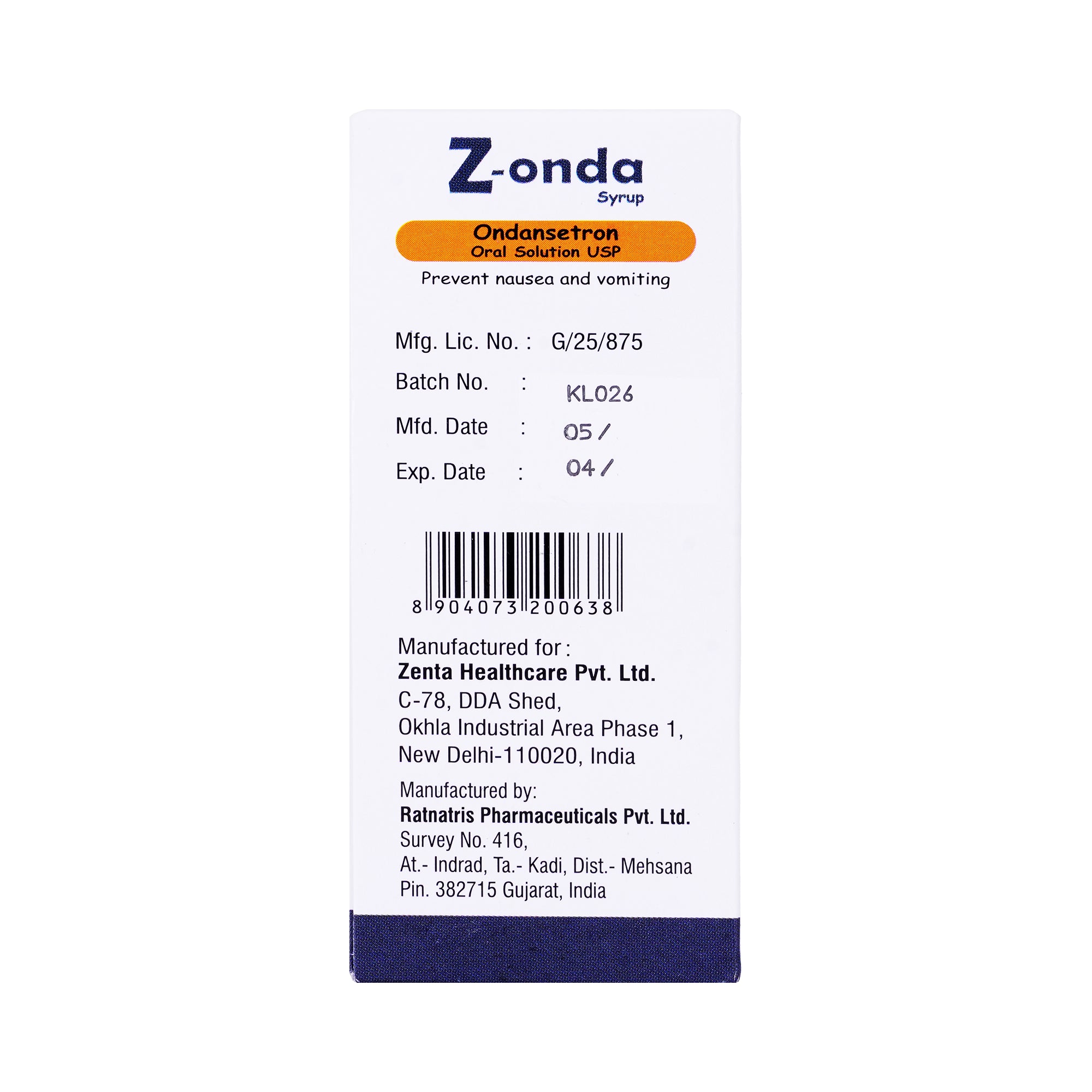 59159-Z-Onda Syrup 4mg/5mL 50mL +2