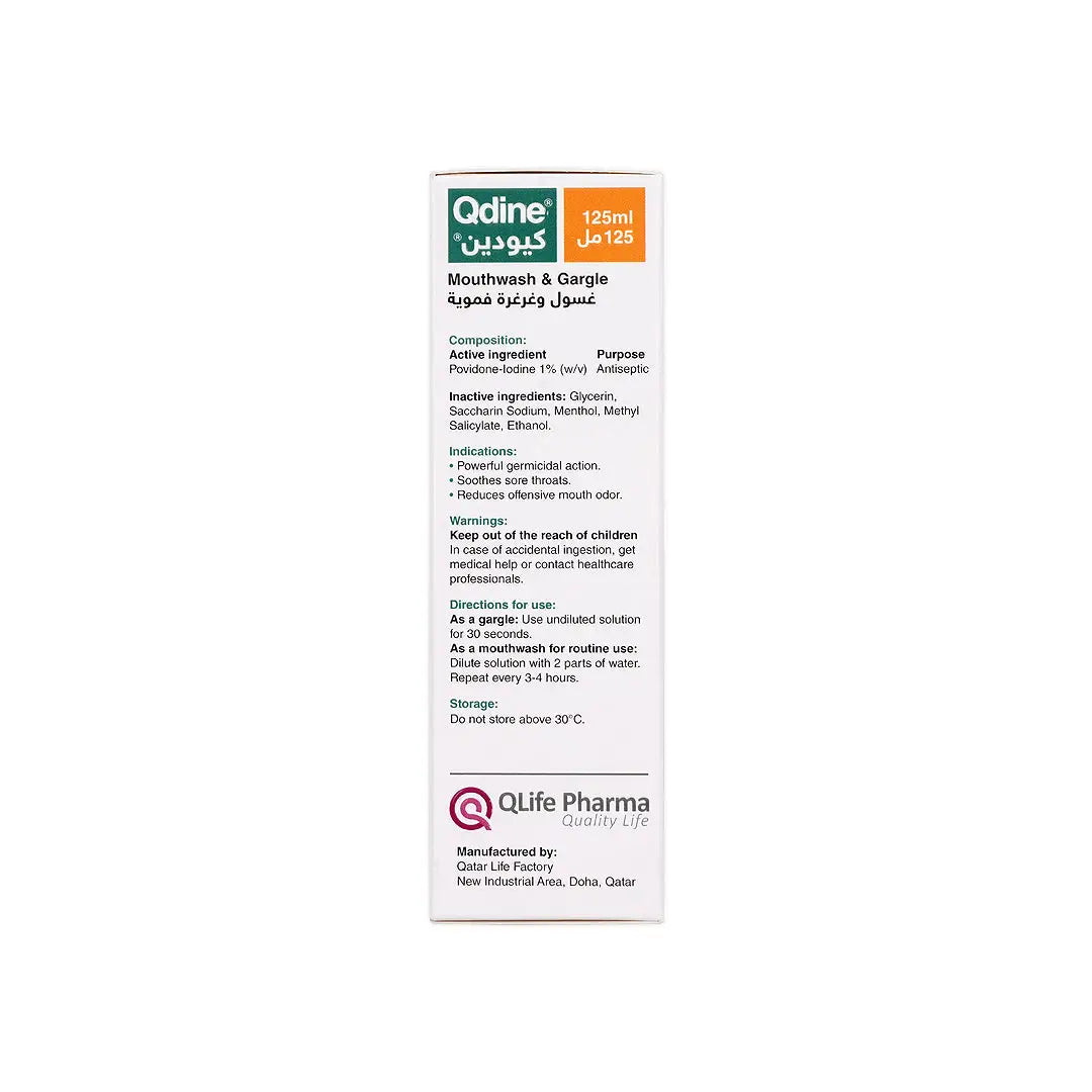 Qdine Povidone Iodine Mouthwash 125mL