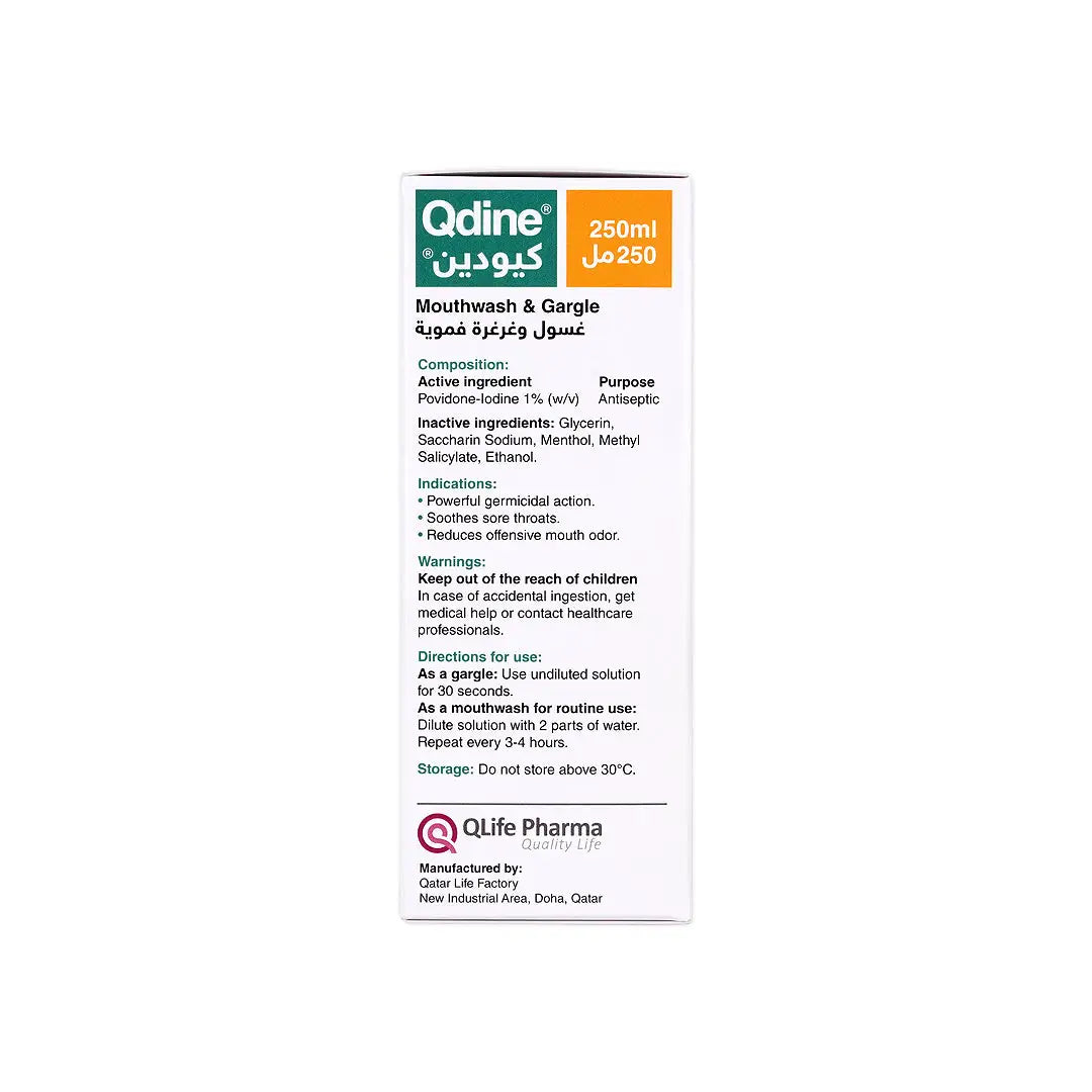 Qdine Povidone Iodine Mouthwash 250mL