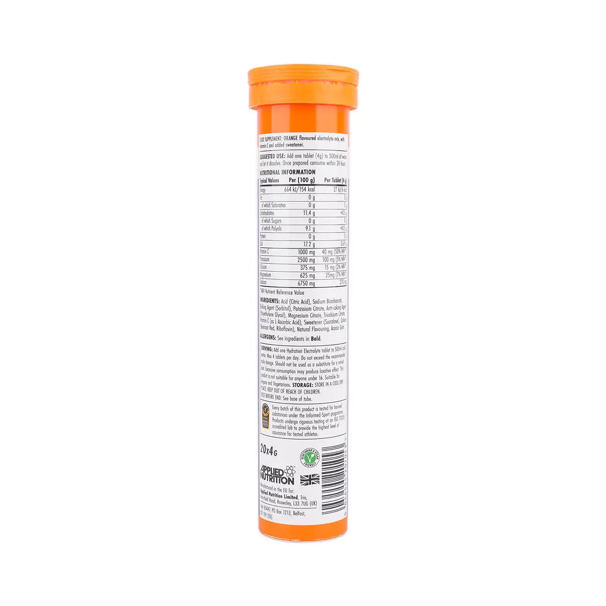3-Applied Nutrition Endurance Electrolyte Orange 20 Tablets +2