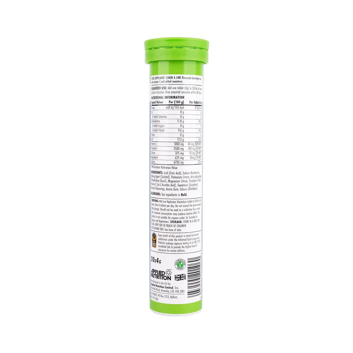 3-Applied Nutrition Endurance Electrolyte Lemon & Lime 20 Tablets +2