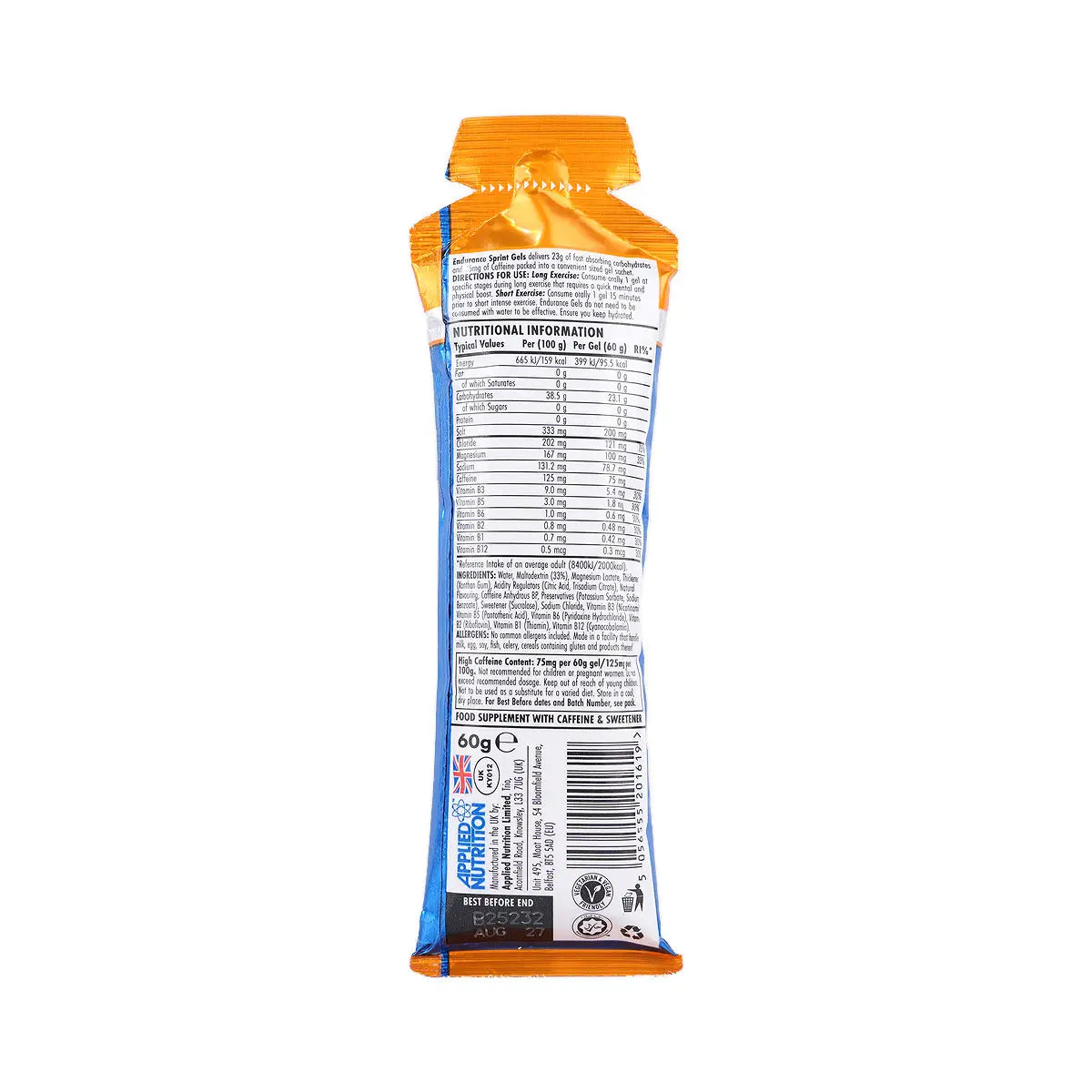 3-Applied Nutrition Endurance Sprint Gel Tropical 60g +2