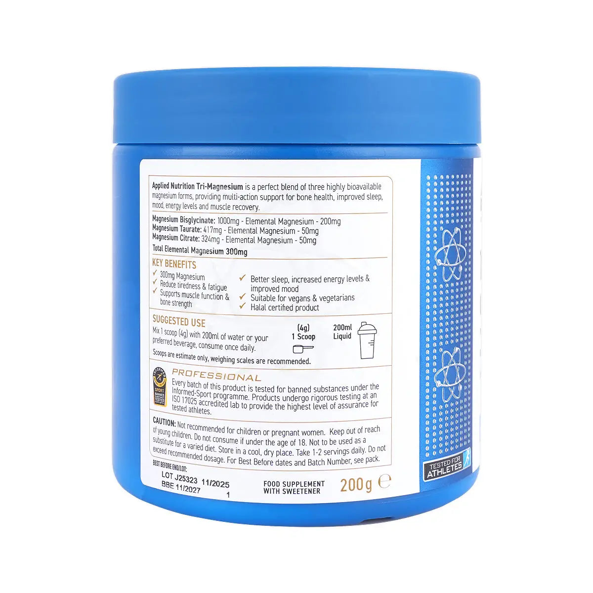 2-Applied Nutrition Tri-Magnesium Blue Raspberry Powder 200g +1