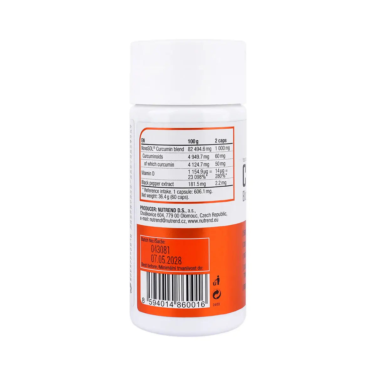 2-Nutrend Curcumin+Bioperine+Vitamin D3 60 Capsules +1