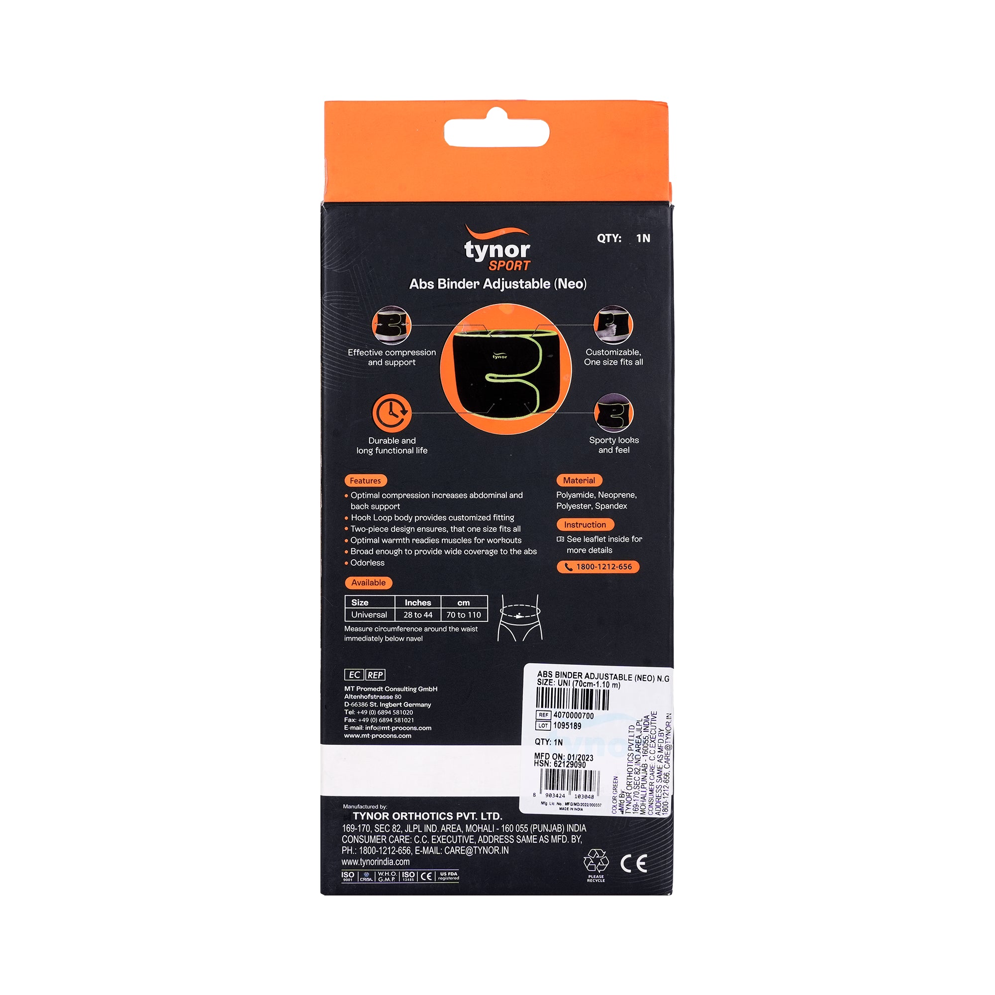 59352-Tynor Sport ABS Binder Adjustable Orange-407 +1