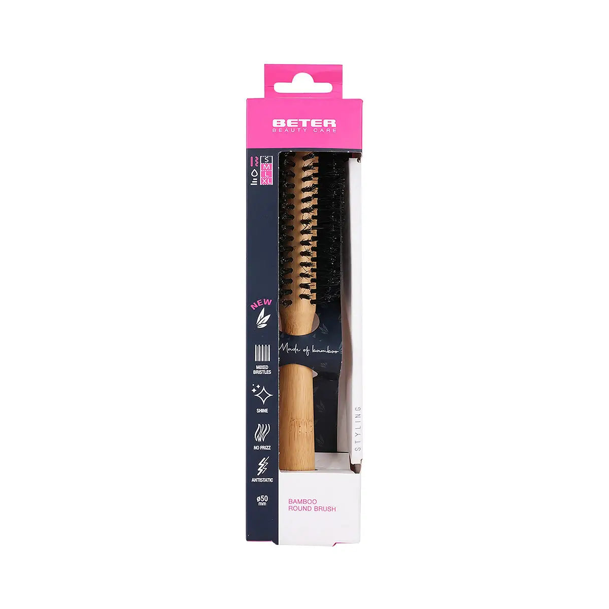 1-Beter Bamboo Round Hair Brush Mixed Bristles-03121