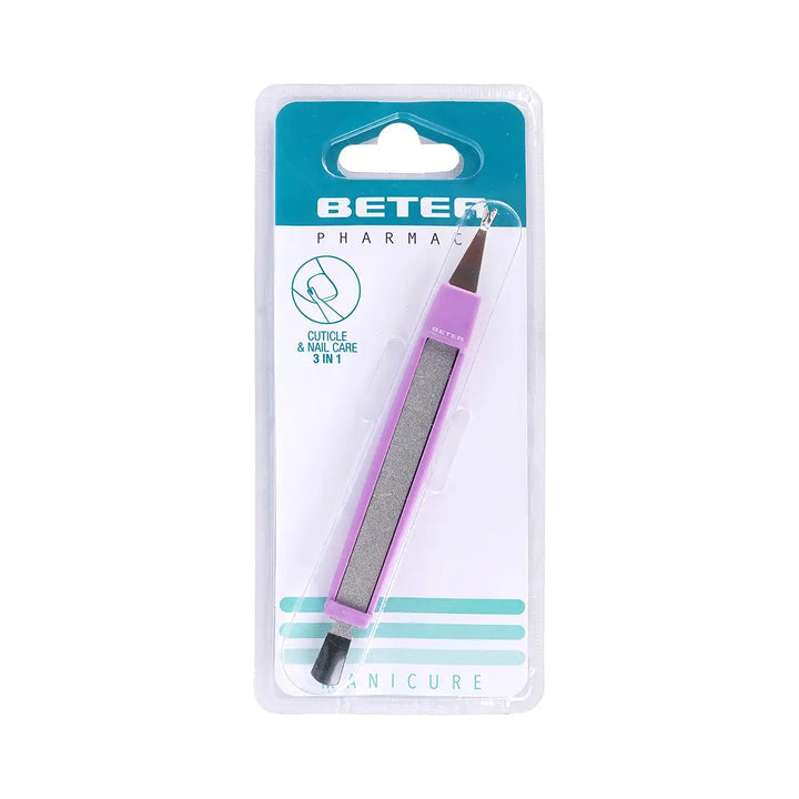 59408-Beter 3-in-1 Cuticle Cutter with Pusher &amp; File-24018