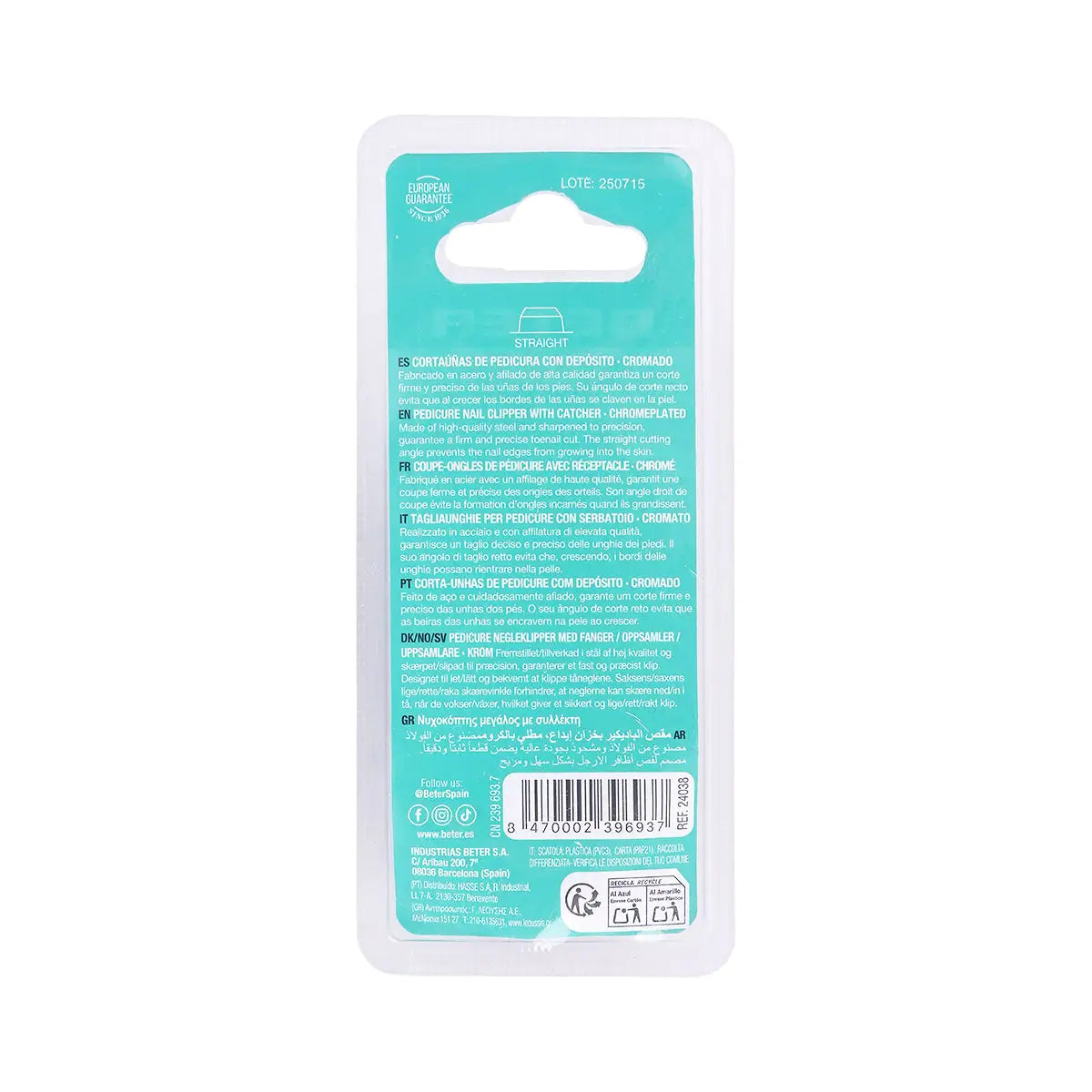 2-Beter Chrome Plated Pedicure Nail Clipper with Catcher-24038 +1