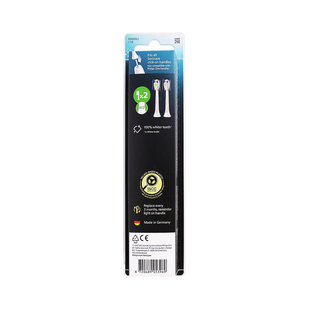 3-Philips Sonicare W2 Optimal White 2 Brush Heads -HX6062/14 +2