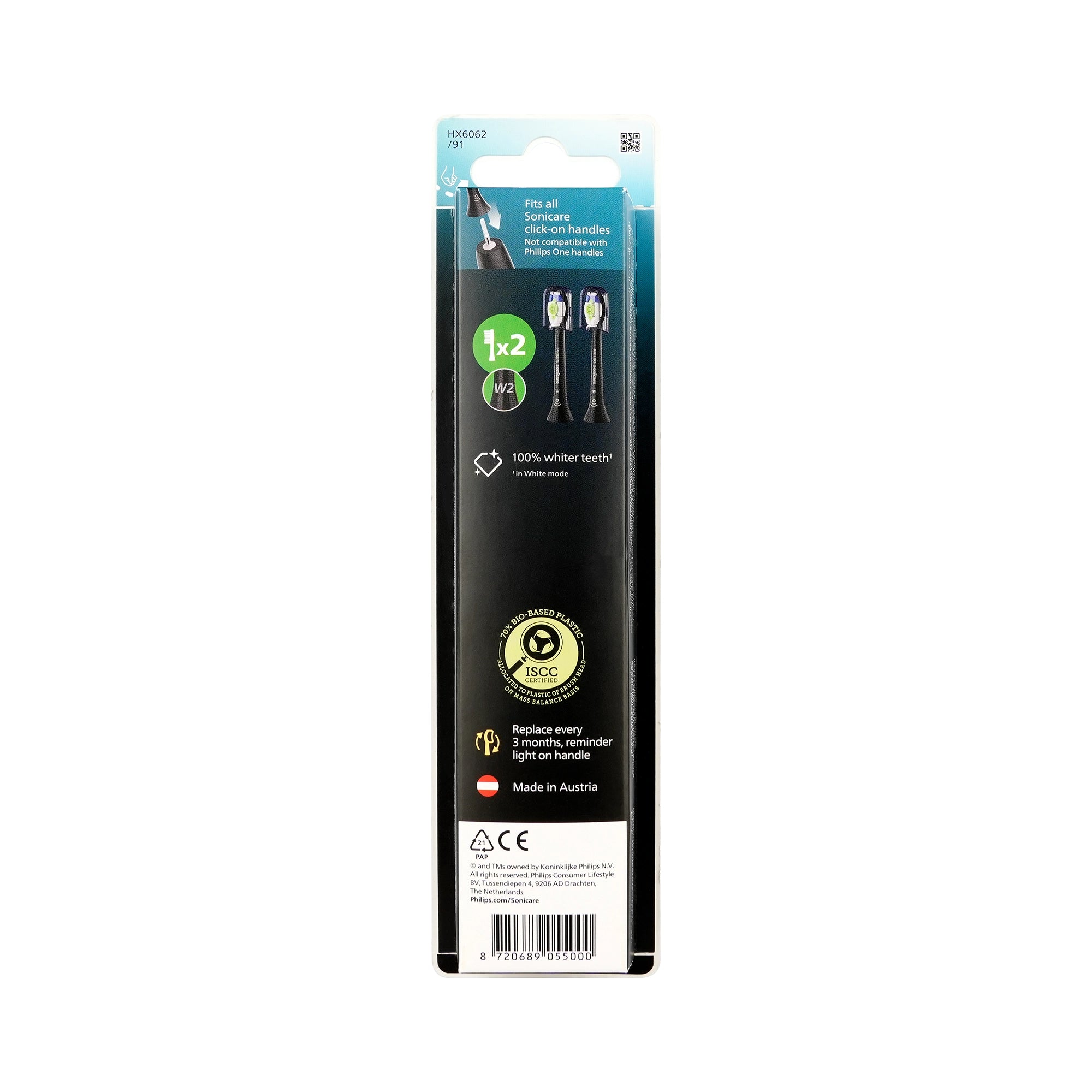 Philips Sonicare W2 Optimal Black 2 Brush Heads -HX6062/91